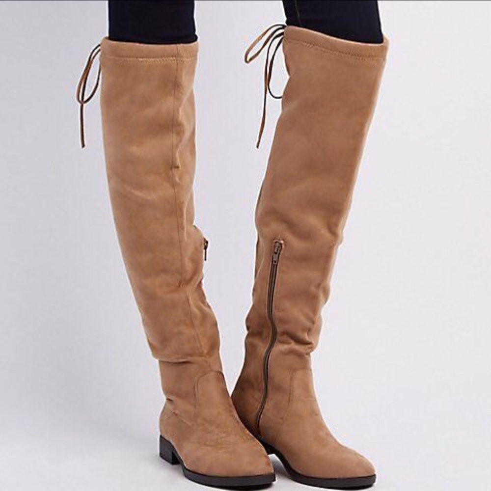 Taupe knee-high boots
